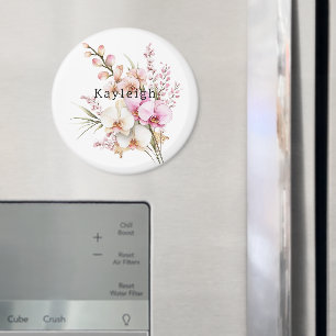 Tropical Pink White Orchid Flowers Magnet