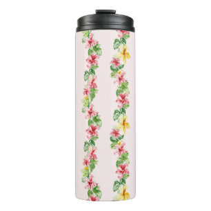 Tropical Pink Yellow Hibiscus Flowers Thermal Tumbler