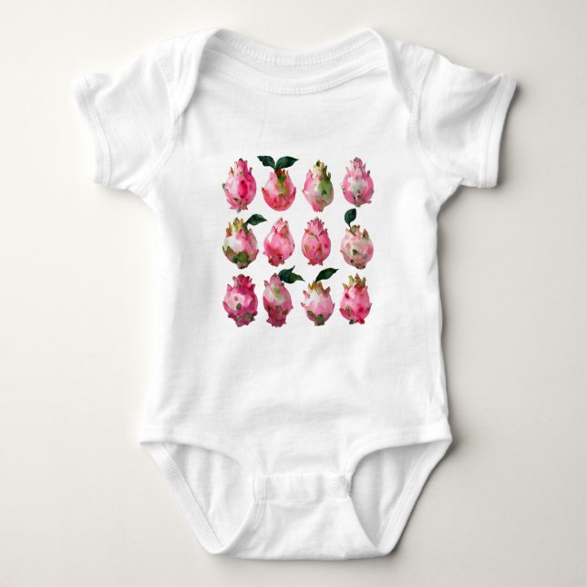 Tropical Pitaya Watercolor Art Baby Bodysuit (Front)