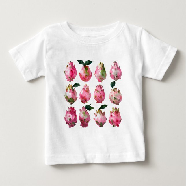 Tropical Pitaya Watercolor Art Baby T-Shirt (Front)