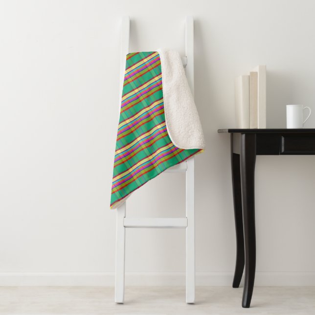 Tropical Plaid FAITT Sherpa Blanket (In Situ)