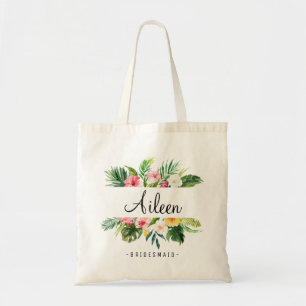 Tropical Plant/Floral Bridesmaid Personalised-3 Tote Bag