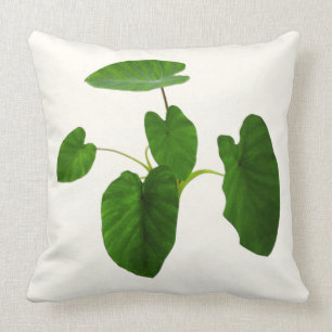 Tropical plant green leaves on ivory cushion