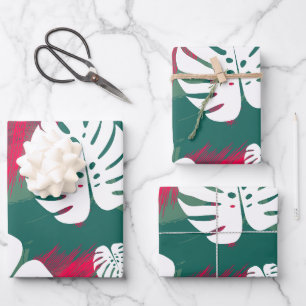 Tropical Plant Illustration Wrapping Paper Sheet