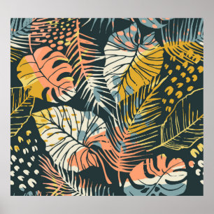 Tropical plants: abstract artistic pattern. poster