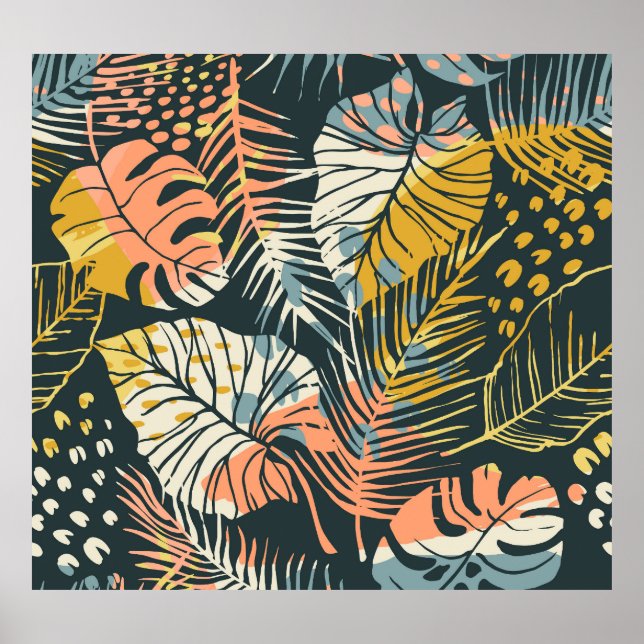 Tropical plants: abstract artistic pattern. poster (Front)