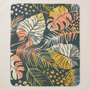 Tropical plants: abstract artistic pattern. sherpa blanket