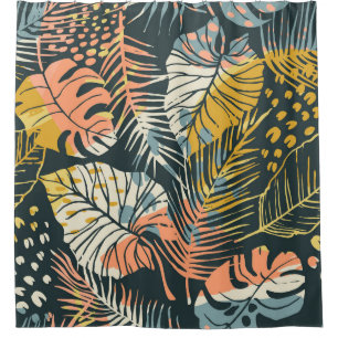 Tropical plants: abstract artistic pattern. shower curtain