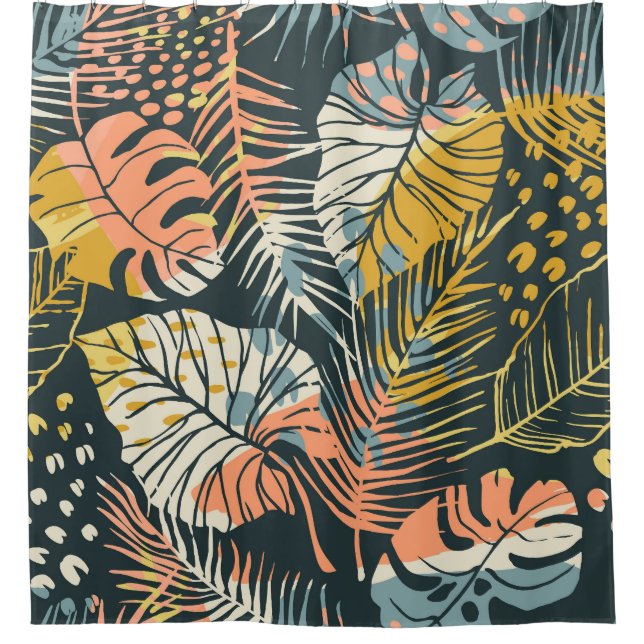 Tropical plants: abstract artistic pattern. shower curtain (Front)