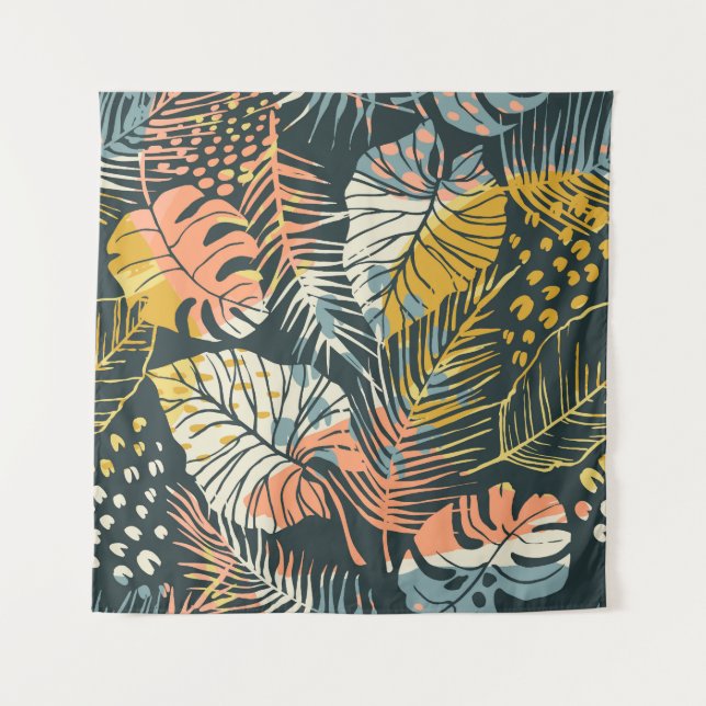 Tropical plants: abstract artistic pattern. tapestry (Front)