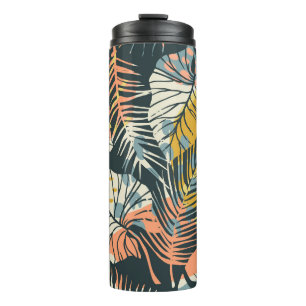 Tropical plants: abstract artistic pattern. thermal tumbler