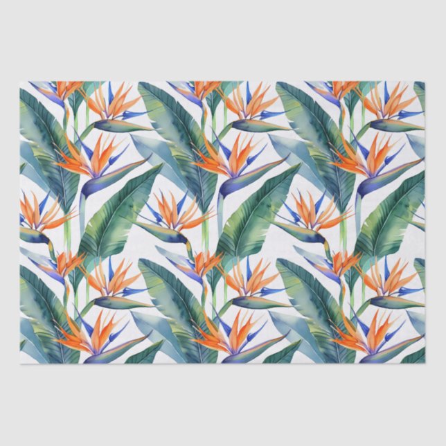 Tropical plants and flowers pattern tissue paper (Front)