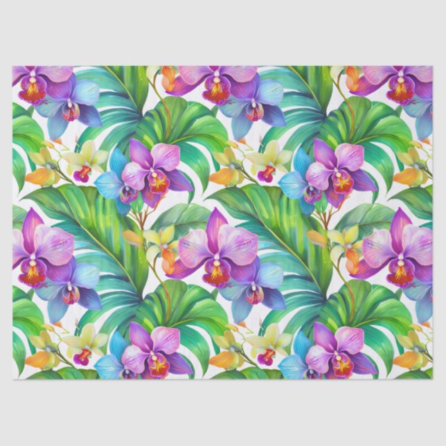 Tropical plants and flowers pattern tissue paper (Front)