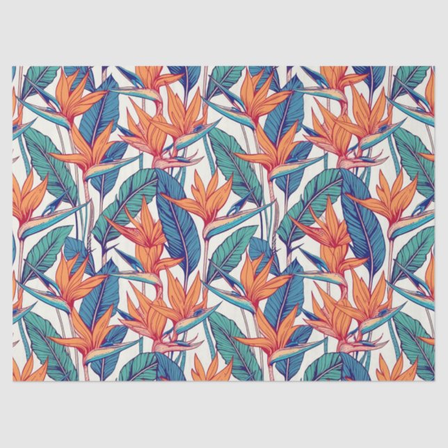 Tropical plants and flowers pattern tissue paper (Front)