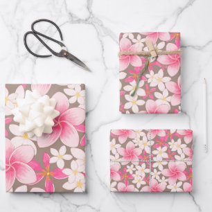 Tropical plants and flowers pattern wrapping paper sheet