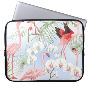 Tropical plants and flowers. Seamless pattern, bac Laptop Sleeve