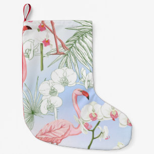 Tropical plants and flowers. Seamless pattern, bac Small Christmas Stocking