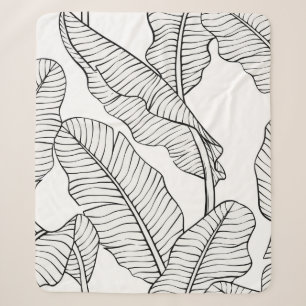 Tropical plants and flowers seamless pattern. Jung Sherpa Blanket