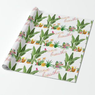 tropical plants bird flowers encouraging  wrapping paper
