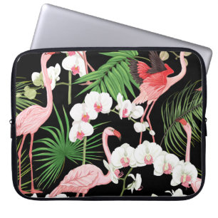 Tropical Plants Birds Coloured Illustration Laptop Sleeve