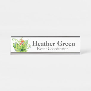 Tropical Plants Desk Name Plate