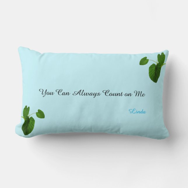 Tropical Plants & Editable Text on Light Blue Lumbar Cushion (Front)