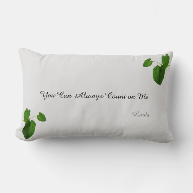 Tropical Plants & Editable Text on Silver Grey Lumbar Cushion (Front)