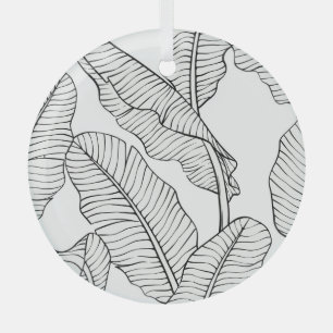 Tropical plants, flowers, jungle sketch. glass tree decoration