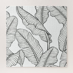 Tropical plants, flowers, jungle sketch. jigsaw puzzle