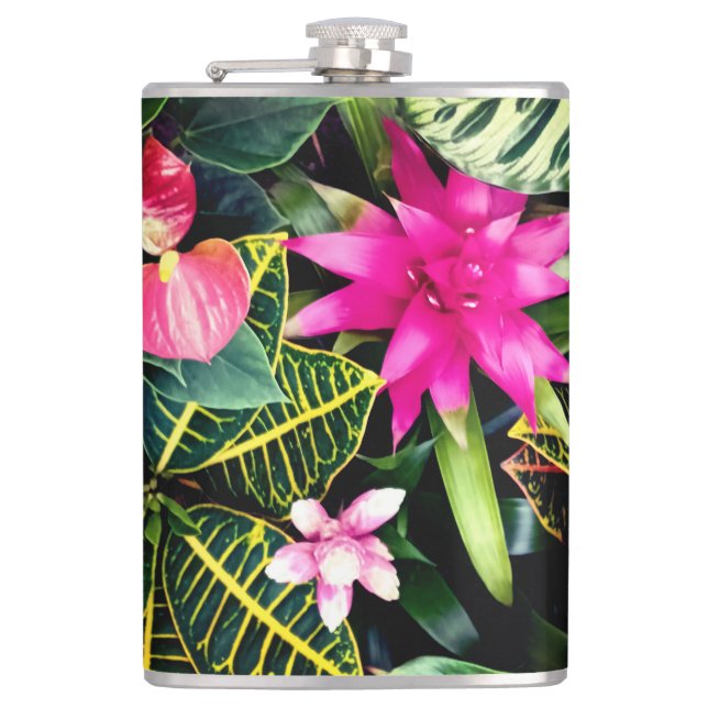 Tropical plants hip flask (Front)