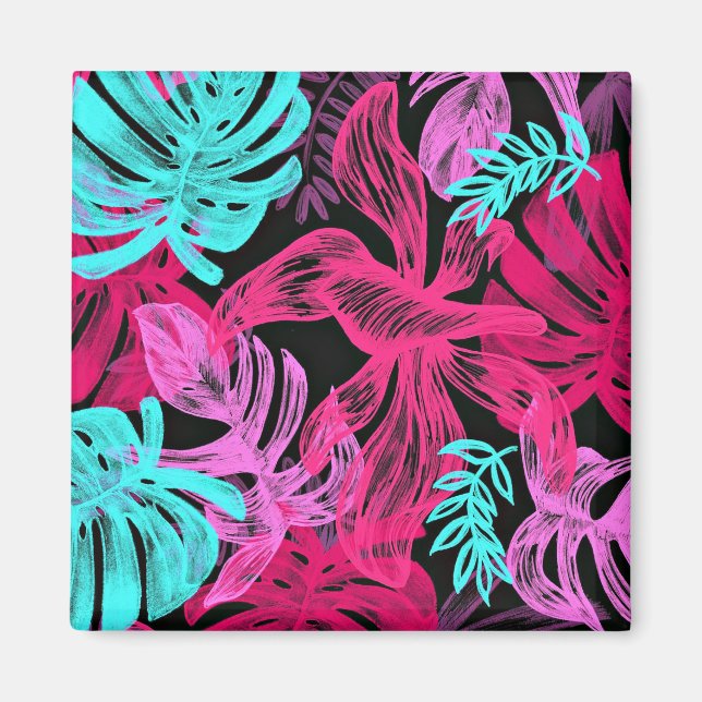 Tropical plants in bold colours magnet (Front)