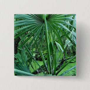 Tropical plants in salt pond 15 cm square badge