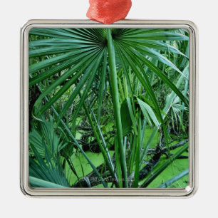 Tropical plants in salt pond metal ornament