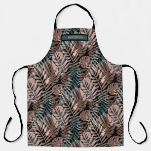 Tropical plants, jungle, tropics , beige ,leaves apron