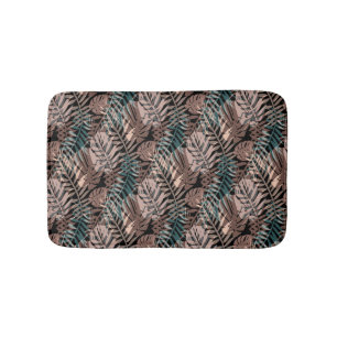 Tropical plants, jungle, tropics , beige ,leaves bath mat