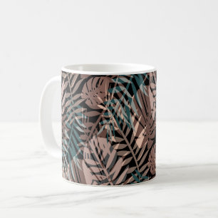 Tropical plants, jungle, tropics , beige ,leaves coffee mug