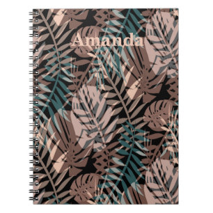 Tropical plants, jungle, tropics , beige ,leaves notebook