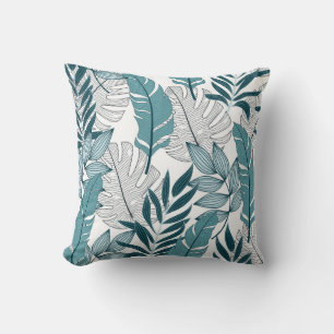 Tropical Plants Leaves Vintage Wallpaper. Cushion