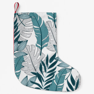 Tropical Plants Leaves Vintage Wallpaper. Small Christmas Stocking