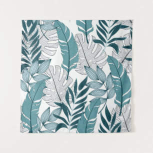 Tropical Plants Leaves Vintage Wallpaper. Tapestry