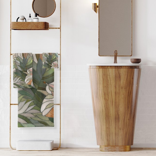 Tropical plants Mosaic Digital Art Bath Towel Set (Creator Uploaded)