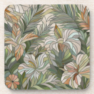 Tropical plants Mosaic Digital Art Coaster