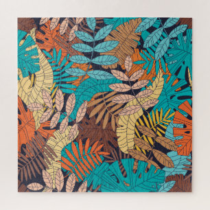 Tropical plants, palm leaves, seamless pattern. jigsaw puzzle