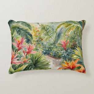 Tropical Plants Palm Trees Flowers  Decorative Cushion