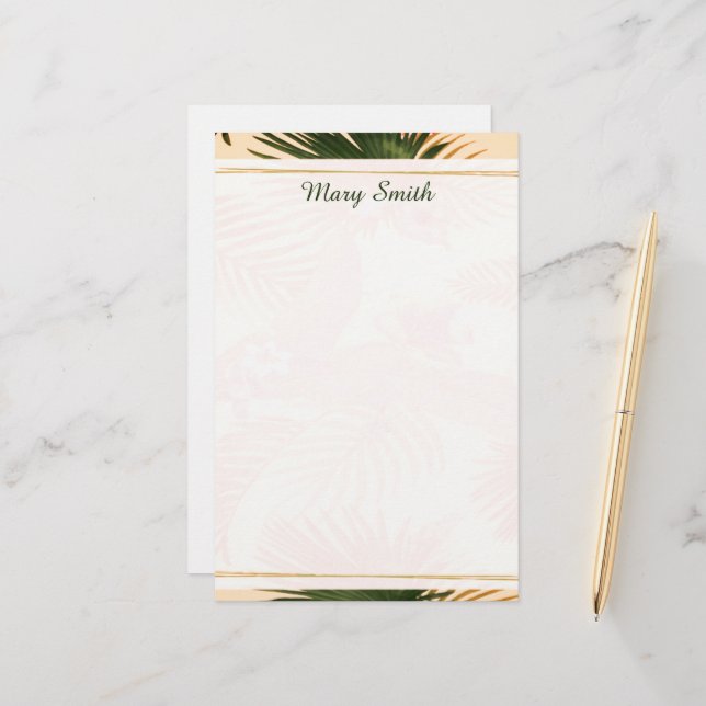 Tropical plants personalised  stationery (Front/Back In Situ)