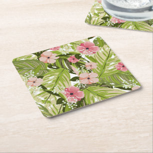 Tropical Plants Square Paper Coaster
