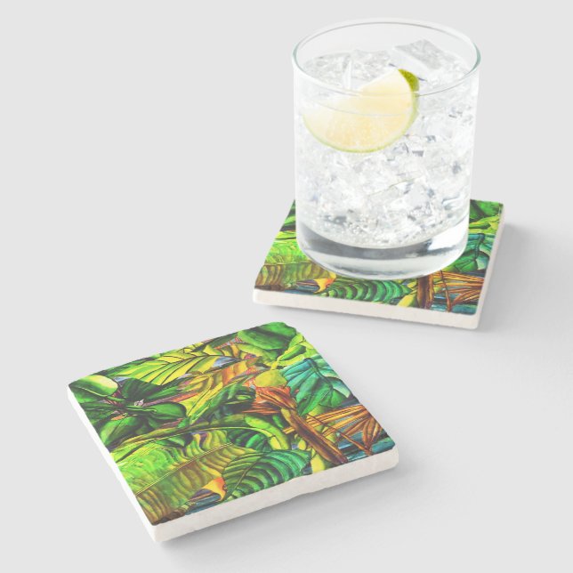 Tropical Plants Stone Coaster (Side)