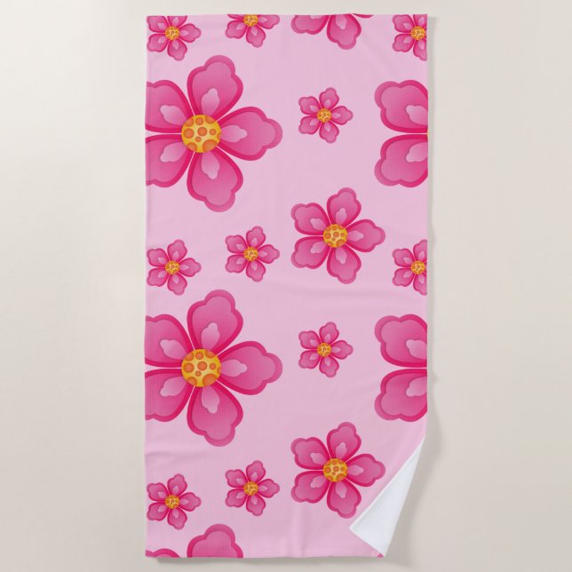 Tropical Plumeria Beach Towel (Front)