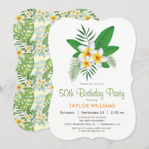 Tropical Plumeria Birthday Party Invitation