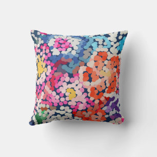 Tropical Plumeria Dotted Spotted Flowers Abstract  Cushion